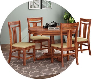 Round Dining Table Sets, wooden dining table set, best dining table set, dining tables, dining table set price, solid wood dining table, डाइनिंग टेबल